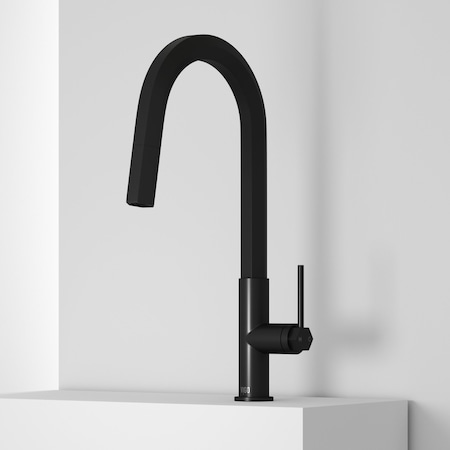 Vigo Hart Hexad Single Handle Pull-Down Spout Kitchen Faucet in Matte Black VG02034MB