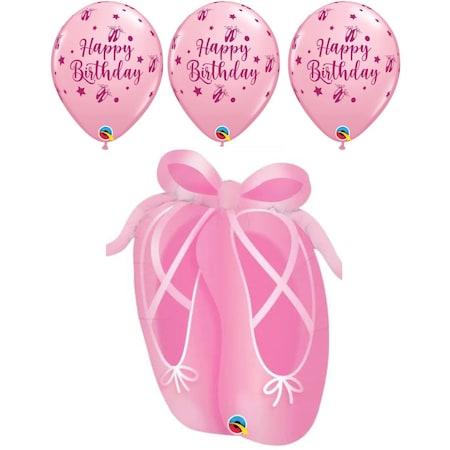 Loonballoon 35 inch BALLERINA SLIPPERS and 11 inch Latex Balloon LB-26996-Q-P