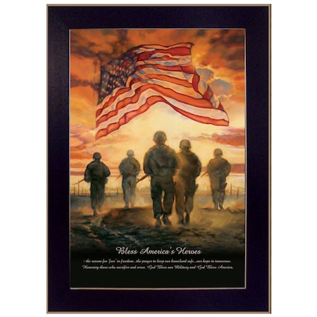 Homeroots Bless Americas Heroes Black Framed Print Wall Art 415331