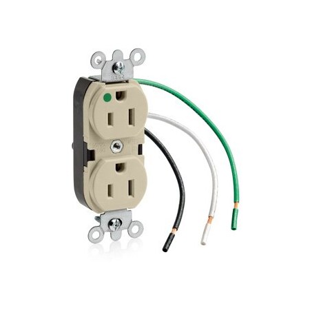 Leviton Heavy Duty Hospital Grade Duplex Receptacle, 15 Amp, 125 Volt 8200-CI