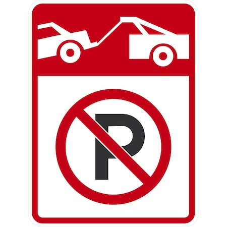 Lyle No Parking Symbol Tow Away Zone Symbol, 18x24, Non-Reflective, White G-11055-NA_18x24