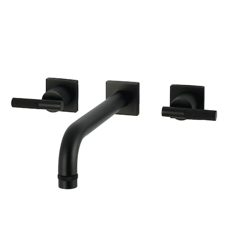 Kingston Brass Two-Handle Wall Mount Tub Faucet with Knurled Handle, Matte Black KS6020KNL