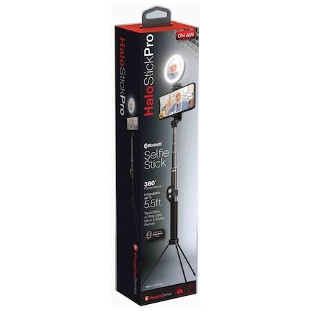 Tzumi 5.5ft Selfie Stick w/Ring Light & Phone Mount Halo Stick Pro 7329