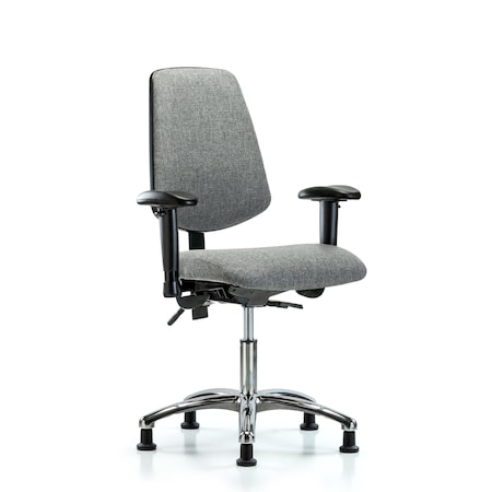 Blue Ridge Ergonomics Desk Chair Fab Desk Chair, Med, Bk, Chrm, AA, Glds, Gry, Adjustable Arms, 19" to 24" Height, Fabric, Grey BR-FDHCH-MB-CR-T0-A1-RG-F44