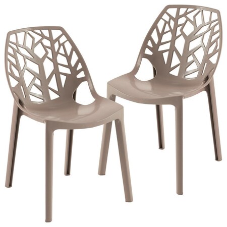Leisuremod Modern Cornelia Dining Chair, Solid Taupe, 2PK C18STP2