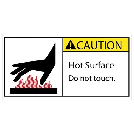Bsc Preferred 2 x 4'' - Caution Hot Surface Durable Safety Label DSL521