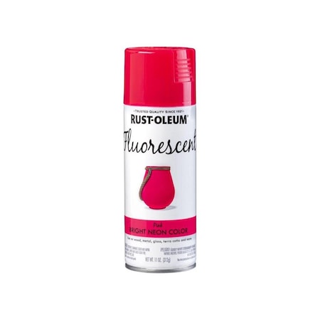 Rust-Oleum Fluorescent Spray Paint, Flat/Matte, Fluorescent Pink, 11 oz, Aerosol Can 342569