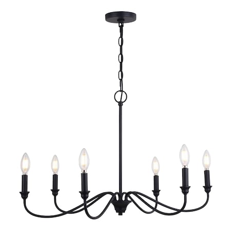 Vaxcel Annabelle 6 Light Matte Black Farmhouse Chandelier Candelabra H0298