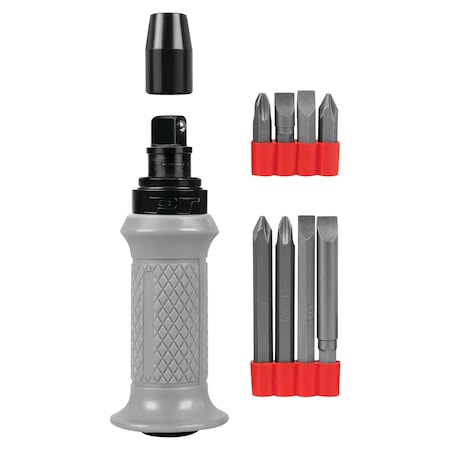 Performance Tool 1/2 in. Dr. Impact Driver, 8 S2 Steel Bits, Heavy Duty W2504