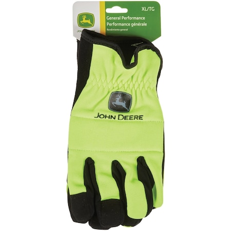 John Deere Mens XL Synthetic Leather Hi-Vis Work Glove JD86018-XL