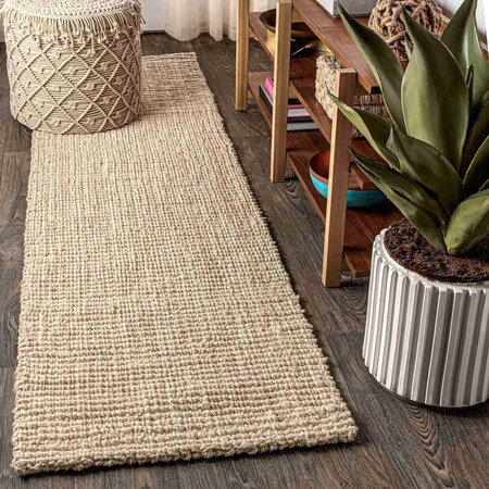 Jonathan Y Hiro Hand Woven Chunky Jute Ivory 2 ft. x 12 ft. Runner Rug NFR103A-212
