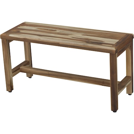 Homeroots 34" Natural Teak Rectangular Shower Bench With Shelf 376746