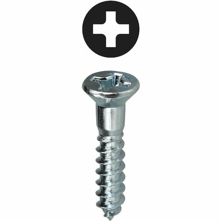 Wood Screw, #10, 2-4/5 in, Zinc Plated Carbon Steel Flat Head Phillips Drive, 100 PK
