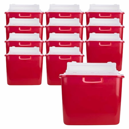 Medegen Sharps Container, Red Base 10.5"x3.5"x10.5", Horizontal Entry, 12PK 8708CS