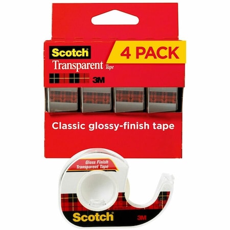 Scotch Transparent Tape, 3/4 x 850 in., PK4 4184
