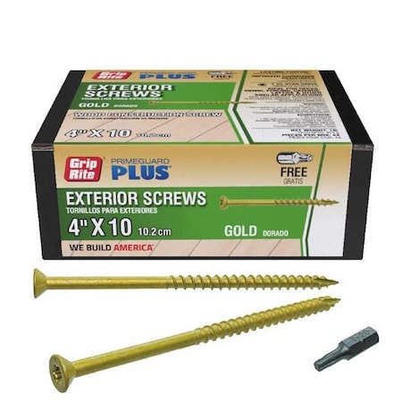Tinkertools 1 lbs PrimeGuard Plus No. 10 x 4 in. Star Flat Head Deck Screws, Gold, 528PK TI3307211