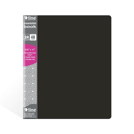 C-Line Products 8-1/2" x 11" Black 24-Pocket Bound Sheet Protector Presentation Book, 12EA/DS, 4DS/CT 33240-DS
