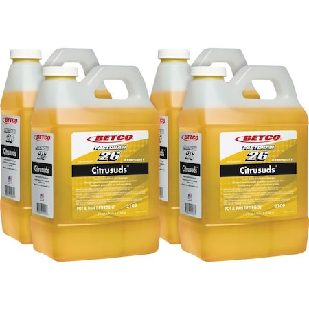 Betco Symplicity Citrusuds Pot & Pan Detergent, Lemon Scented, FASTDRAW 26, 2 liters, 4PK 21094700