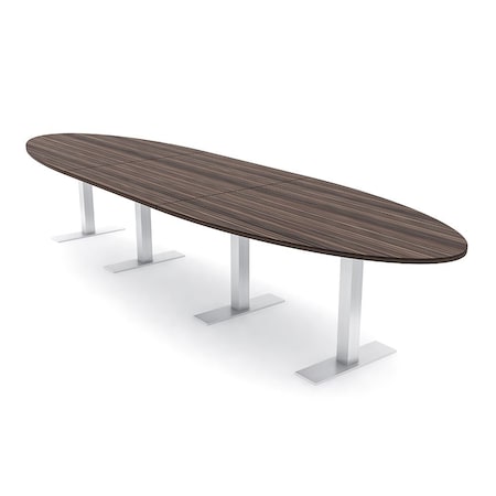 Skutchi Designs 16ft Conference Table With Power Unit | 14 Person Modular Oval Meeting Table | Harmony Series HAR-OVL-48X192-T-H3041-NA