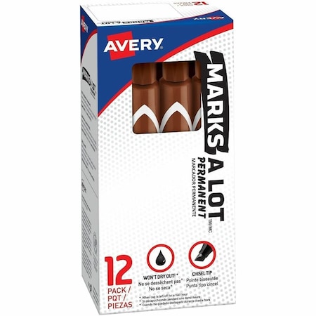Avery Large Permanent Ink Markers, Chisel Point, Brown Ink PK AVE08881