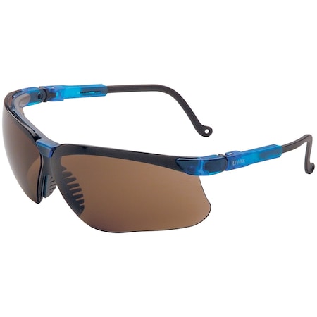 Uvex Semi-Rimless Safety Glasses with Vapor Blue Frame, Espresso Lens with Ultra-Dura Hardcoat S3241