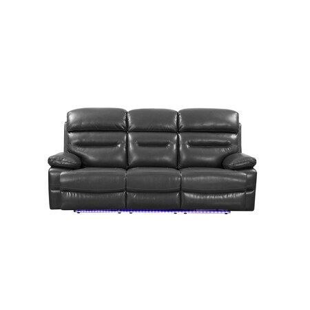 Homeroots 89" Gray Faux Leather USB Sofa With Black Legs 366316