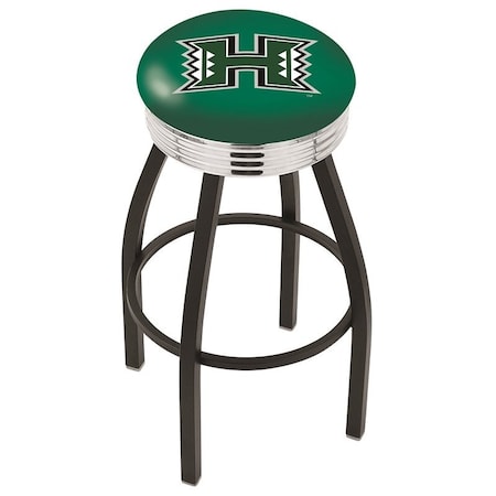 Holland Bar Stool Co 30" Blk Wrinkle Hawaii Swivel Bar Stool, Chrome Ring L8B3C30Hawaii