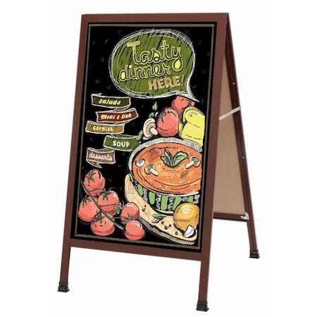 Aarco A-Frame Sidewalk Board, Black Acrylic Board and a Cherry Wood-Look Aluminum Frame, Size 42''Hx24''W 1-WA-1BP