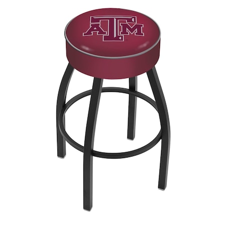 Holland Bar Stool Co 25" 4" Texas A&M Cushion Seat, Blk Wrinkle Base Swivel Bar Stool L8B125TexA-M