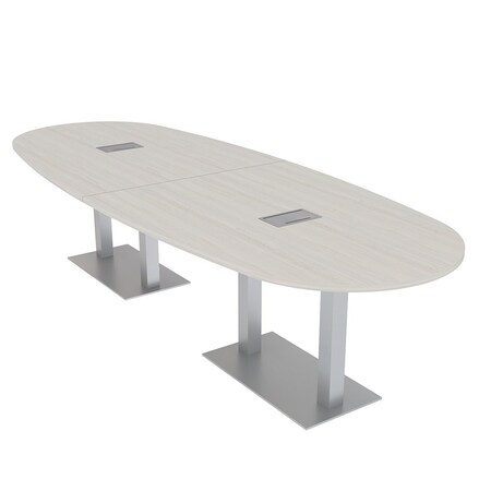 Skutchi Designs Boval Conference Table With Power Unit, 48 in W, 144 in L, Ivory HAR-BOVL-48X144-DOU-K458-ESIL
