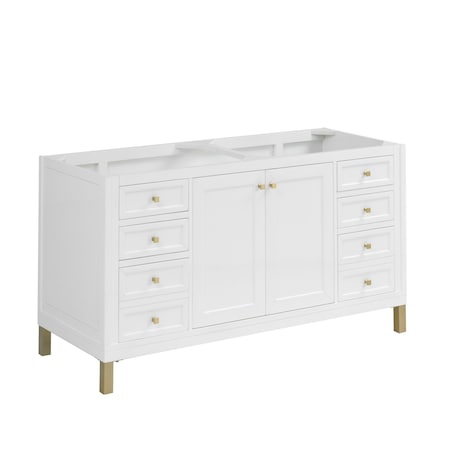 James Martin Vanities Vanity, without top, Glossy White, 59.88 in W x 23.25 in D,  503-V60D-M-GW