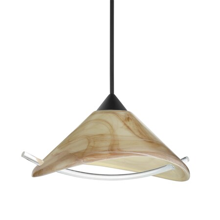 Besa Lighting Besa Hoppi Pendant, Mocha/Clear, Black Finish, 1x 50W MAX GY6.35 Base 1XT-181305-BK