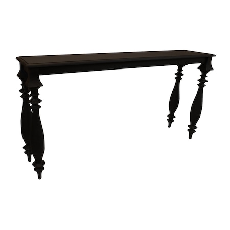 Homeroots 54" Black Solid Wood Distressed Console Table 488806