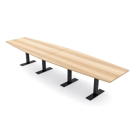 Skutchi Designs 14 Person Conference Table With Power Unit | 14' Boat Table | Harmony Series HAR-BOT-48X168-T.BK-K525-NA