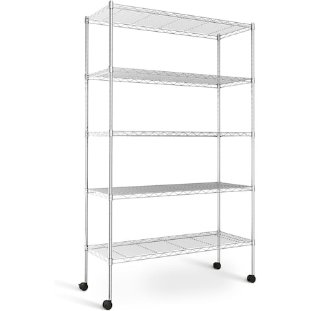 Yssoa iPower Simple Deluxe Heavy Duty 5-Tier Shelving Unit, 13.98inD x 35.83inW x 61.02inH Storage Shelvi HKSHLF36146005C