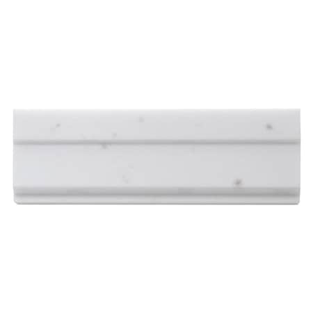 Apollo Tile Snow White 4x12 Thassos Marble Polished Baseboard Tile Trim 3.33 sqft/case, 10PK APLMTS886PA