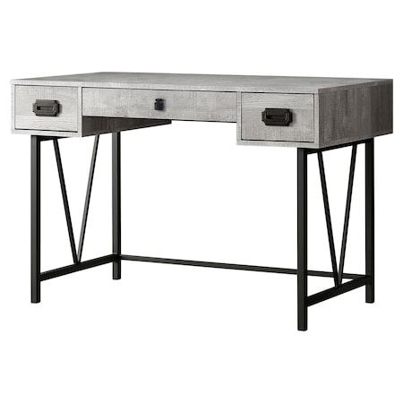 Homeroots 47" Gray and Black Computer Desk With Three Drawers 333514