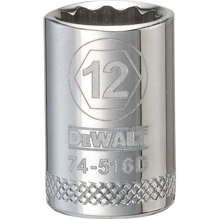 Dewalt Socket, 12 pt, 3/8in, 12 mm DWMT74516OSP