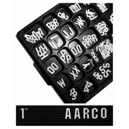 Aarco Universal Single Tab Changeable Letters, 1'' Gothic Style Typeface, 165 Characters per Set GF1.0