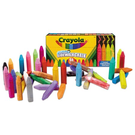 Crayola Ultimate Sidewalk Chalk, 4", 60 Assorted Colors, PK64 512064