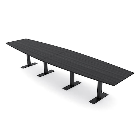 Skutchi Designs 14 Person Conference Table With Power Unit | 14' Boat Table | Harmony Series HAR-BOT-48X168-T.BK-WA7949-NA