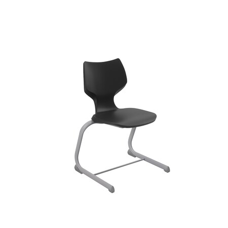 Flavors 16" Cantilever Chair, Platinum Frame, Nylon Glide, Black 11878