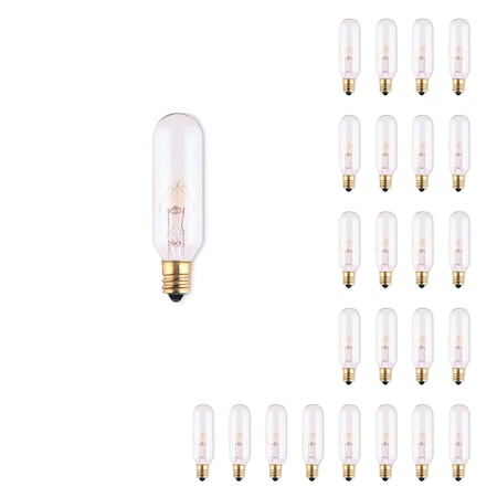 Bulbrite Incandescent T6 Candelabra Screw Base E12 Light Bulb, 25 Watt, Clear, 25PK 861224