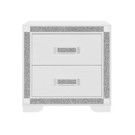 Global Furniture Usa Contemporary Glam Soleil White Nightstand SOLEIL-WHITE-NS