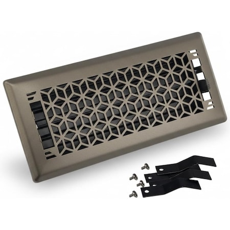 Sierra Grates 4 in. H X 12 in. W Powder Coat Steel, Metallic Bronze Floor Register VEC412-BRZ