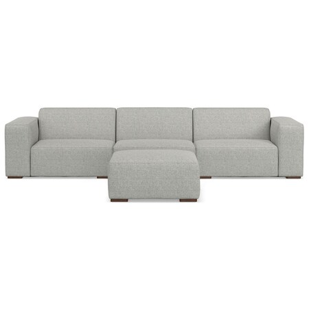 Homeroots 122" Gray Fabric Sofa With Ottoman With Brown Legs 641071
