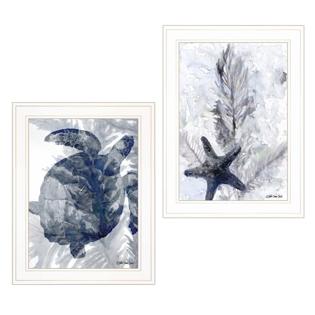 Set Of Two Ocean 1 White Framed Print Wall Art, 2PK