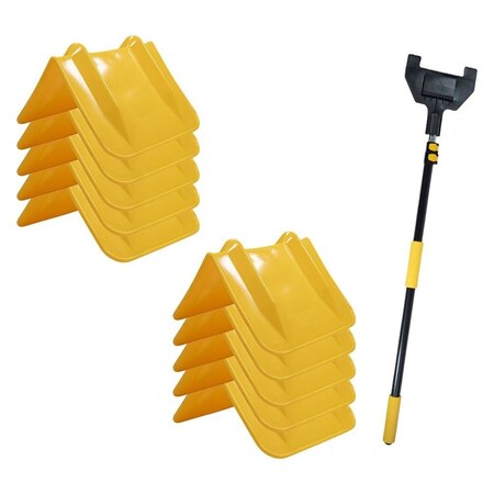 Mytee Products 10PCS 8inx12in Yellow V-Edge Flatbed Corner Protectors & 8ft Extension Handle Pole, 10PK PCPVB12Y-VB-KIT