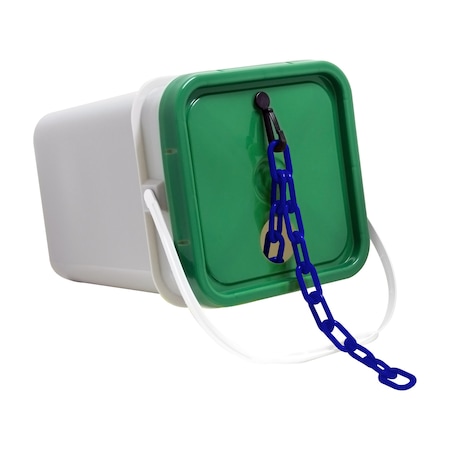 Mr. Chain 1.5" x 300' Traffic Blue Plastic Safety Chain - Pail 30026-P