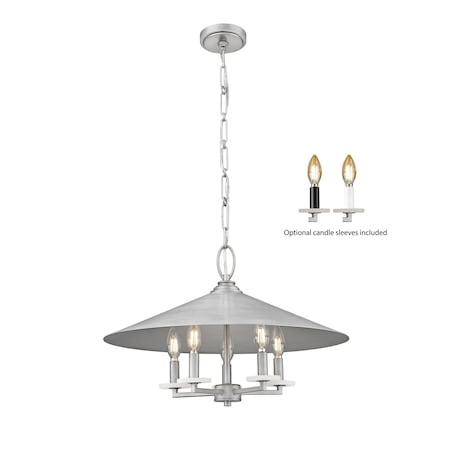 Z-Lite Rialto 5 Light Pendant, Signature Pewter/Signature Pewter, 22 In W x 14.5 In H 1953-22SPT